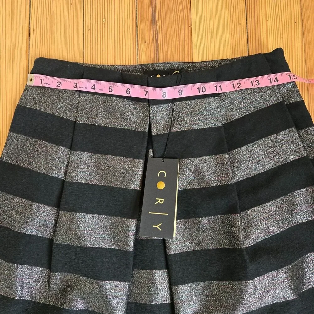 CORY Justina Box Pleat Skirt Size 8 Metallic Rainbow Sparkle Party Cocktail Glam